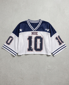 เสื้อครอปท็อปทรงบ็อกซี่โอเวอร์ไซส์สำหรับฤดูร้อน ประดับคริสตัลและเพชรระยิบระยับสไตล์ Y2K  แบบอเมริกันฟุตบอล  สามารถสั่งทำได้ตามต้องการ (OEM) พร้อมหมายเลขคริสตัล - Product Image 5