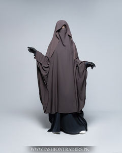 Service OEM, vente en gros, hijab modeste tendance, khimar à une seule couche, rabat brun, femmes musulmanes, tissu polyester de qualité supérieure, court - Product Image 3