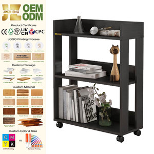 Giá sách mỏng nhỏ với bánh xe con lăn tự lắp ráp gỗ nhỏ kệ sách và Tủ sách cho Thư Viện gia đình - Product Image 1