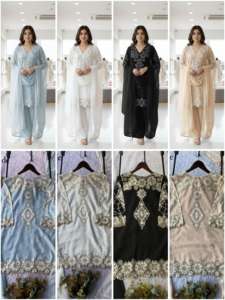 Ensemble Sharara Exclusif et Tendance pour Mariage et Fêtes de l'Aïd : Haut Brodé de Paillettes, Palazzo et Dupatta – Vente en Gros - Product Image 5