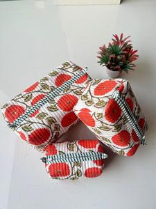 Bolsa de Cosméticos de Algodón con Estampado Floral Indio, Hecha a Mano, Ligera, Ecológica, Bolsa de Maquillaje de Viaje para Mujer con Cierre - Product Image 3