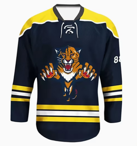 Custom Ice Hockey Jersey Men Long Sleeve Sublimated Print Moisture Wicking Polyester VNeck Adult Uniform - Product Image 4