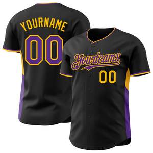 Camiseta de Béisbol Negra al por Mayor, con Botones, 160 GSM, Poliéster Transpirable, Uniforme de Equipo, Colores y Tallas Personalizadas, Impresión por Sublimación - Product Image 1