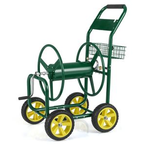 Carrello Avvolgitubo da Giardino in Metallo con 4 Ruote e Cesto Portaoggetti - Product Image 5