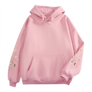 Sudadera con Capucha Marrón Personalizable para Mujer, Bordado Floral, Manga Larga, Informal, Otoñal, Tejida, 100% Algodón, Transpirable - Product Image 4