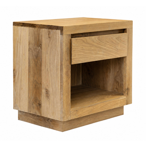 Mesa de Noche Moderna Premium Solano de Madera de Teca Sólida con un Cajón y Estante Abierto, Muebles de Madera para Dormitorio, para Uso en Hoteles - Product Image 2