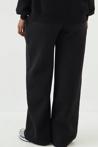 Pantalon de jogging premium noir pour femme, taille haute, coupe ample et décontractée, jambe large et droite, style athlétique, vente en gros - Product Image 2