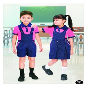 ชุดเดรส dungaree สำหรับทุกเพศเสื้อโปโลแขนสั้นคอตัดกับกระโปรงกางเกงขาสั้นของเด็กผู้ชายเด็กผู้หญิง - Product Image 2