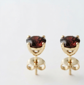 Gold Plated 925 <b>Sterling</b> <b>Silver</b> Luxury Garnet <b>Stud</b> Earrings Claw Setting Round Cut Fine Jewelry Gift - Product Image 1