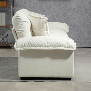 84\" Chenille Deep Seat Recliner Sofa with Memory Foam <b>Small</b> Loveseat and 2 Throw <b>Pillows</b> for Living Room or Apartment - Product Image 4