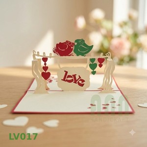 ANN HANDICRAFT Handmade 3D Love Bird Pop-Up Wedding Invitation Card with Die-Cut Custom Printed Design Hanoi Paper Craft - Product Image 3