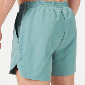 Shorts cargo bleus délavés brodés effet vieilli avec logo personnalisé, double épaisseur aux genoux, parfaits pour la randonnée, les voyages, les tenues décontractées d'été, légers - Product Image 4
