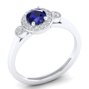 Bagues REYES en or massif 14 carats de haute qualité avec saphir bleu taille ronde 0,5 carat pour femmes, bijoux fins certifiés Moissanite - Product Image 2
