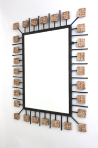 New Arrival Mid Century Modern Iron Mirror With Decorative <b>Square</b> <b>Frame</b> Wall Mounting - Product Image 6