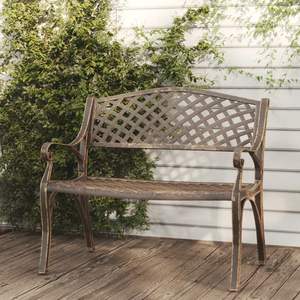 Banc de jardin en bronze durable, en aluminium moulé, de taille moyenne, pour usage extérieur - Product Image 1