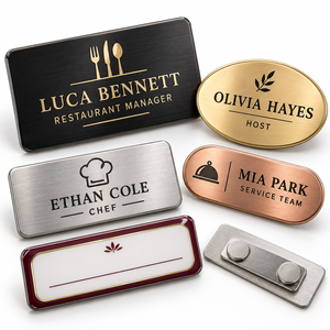 Badge nominatif en métal personnalisé, étiquette nominative pour employés avec logo, fabricant OEM - Product Image 1