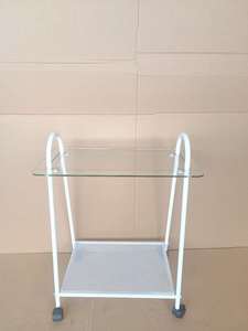 Minimalist Double Tier Metal <b>Storage</b> <b>Cart</b> with Wheels for Living Room Tableware KTS-230512-09 - Product Image 5