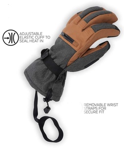 Gants de ski chauffants sur mesure SGW-3 2026 à prise robuste, imperméables, avec fermeture éclair au poignet, en cuir PU, garantie 100 % - Product Image 3