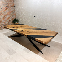 Table à manger rectangulaire de luxe en résine époxy, faite à la main en bois massif, amovible, pour mobilier de maison moderne, Diwali