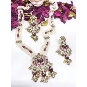 Conjunto de Collar Largo de Moissanita Chapado en Oro de Primera Calidad con Aretes, Colección Elegante para Bodas - Product Image 1