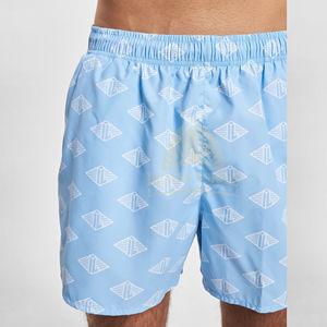 Custom OEM Men's Casual Swim Trunks Polyester/<b>Nylon</b> Quick Dry Breathable Elastic Waist Side <b>Slip</b> Pockets Customizable Colors - Product Image 5