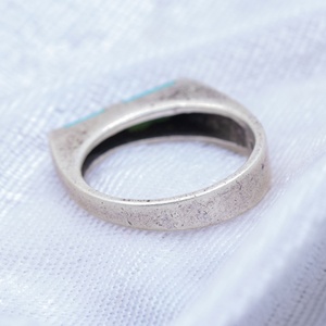 Anillo de Barra Plana con Incrustaciones de Turquesa Natural en Plata de Ley 925, Venta al Por Mayor, Memoria Jewels - Product Image 5