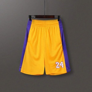 Short de basketball pour homme, collection été, avec empiècements latéraux violet et jaune, en maille respirante, taille élastique, imprimé numéro 11, longueur mi-cuisse - Product Image 6