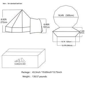 Tenda da famiglia in tela di cotone 4M/5M spaziosa resistente e Versatile per campeggio all'aperto a caccia di Glamping 4 stagioni - Product Image 3