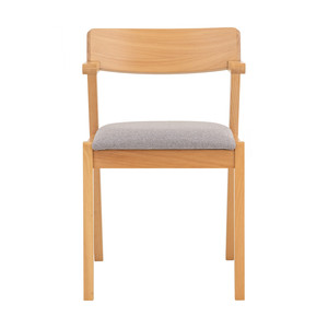 Scandinavian Minimalist Style Dining Chair Beechwood <b>Frame</b> Fabric Seat Backrest Light <b>Grey</b> Home Apartment Restaurant Cafe Hotel - Product Image 3