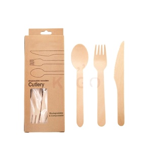 Set de Cubiertos Desechables de Madera Biodegradable para Comida para Llevar, con Tenedor, Cuchillo y Cuchara de Magnolia Conifera Ecológica - Product Image 3