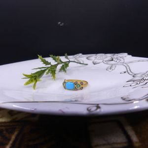 Wedding Wear 925 Sterling <b>Silver</b> Gold Plated Jewelry Turquoise <b>Emerald</b> Gemstone Women Wear Classic <b>Ring</b> - Product Image 4