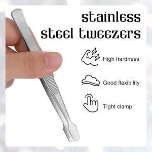 High Quality Flat Tip Stamp Tweezer Stainless Steel Anti Rust <b>Precision</b> <b>Tool</b> for Stamp Collecting Jewelry Repair Craft Work Dura - Product Image 4