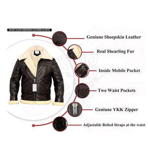 Breathable Lightweight <b>Men</b> Winter <b>Jacket</b> Casual Wear Top Selling <b>Men</b> <b>Shearling</b> Leather <b>Jacket</b> In Reasonable Price - Product Image 3