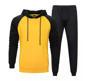 Ensemble de survêtement pour homme avec logo personnalisé, sweat à capuche en molleton de coton, pantalon de jogging, fermeture éclair intégrale, vêtements de sport décontractés - Product Image 1