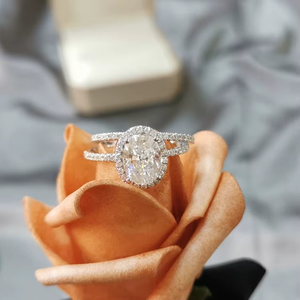 925 Silver 18K White Gold D Color Oval Moissanite Women Jewelry Wedding Set Band <b>Rings</b> Engagement <b>Ring</b> - Product Image 2