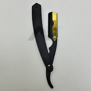 Meilleur rasoir manuel noir mat avec clip doré, système de verrouillage pivotant, lames remplaçables pour l'épilation et l'entretien, couteau de rasage - Product Image 1