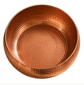 Hammered Copper Fruit Bowl Deep Round Pedestal Basin Metal <b>Storage</b> Centerpiece Vessel <b>Kitchen</b> <b>Island</b> Countertop Tabletop Decor - Product Image 5