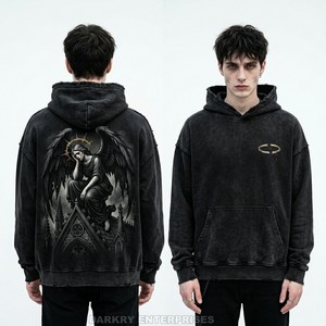 Sweat à capuche graphique Dark Aesthetic Angel pour homme, personnalisé, effet délavé vintage, streetwear, coupe oversize, en molleton de coton, style gothique - Product Image 1