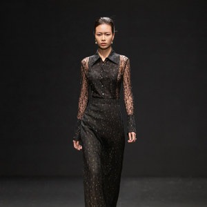 เสื้อลูกไม้ลูเซียหรูหราสำหรับผู้หญิงเสื้อผ้าลำลองประดับคริสตัลเสื้อคอปกสั่งทำได้ - Product Image 6