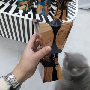 Brûleur d'encens artisanal en bois d'acacia et résine époxy 100% naturel pour la maison et l'hôtellerie, usage religieux islamique - Product Image 5