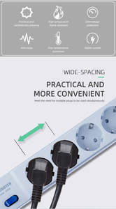 Enchufe de Sobremesa Estándar con Conexión a Tierra, 16A, 5 Tomas, Diseño Personalizado Europeo VEGA, Prevención de Incendios, Conexión de Cobre, para Hogar y Comercio - Product Image 6