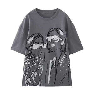 Camiseta de Manga Larga para Hombre TITAN TREAD WEAR, Talla Grande, Cuello Redondo, Estampado a Mano, Informal, de Algodón, Gris, con Diseño Estampado en la Parte Delantera - Product Image 1