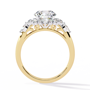 Anillo de Compromiso con Diamante de Laboratorio Halo de 1.5 CT, Corte Redondo, D VS1, Oro Amarillo de 14K, Certificado IGI, para Bodas y Aniversarios - Product Image 2