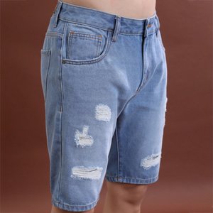 Pantalones Cortos de Mezclilla Desgastados para Hombre, de Alta Demanda, a la Moda, Azules, Casuales, de Algodón, Estilo Urbano, Ajustados, Ropa de Verano, Hip Hop - Product Image 5
