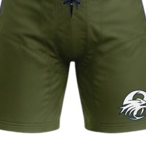 Men Olive Green Sublimated Ice Hockey Training <b>Shorts</b> <b>Polyester</b> Drawstring Side Stripe Sports <b>Shorts</b> Team Training Apparel - Product Image 5