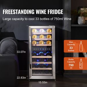 Frigorifero per Vini a Doppia Zona da 33 Bottiglie, Elettrico, Indipendente, con Raffreddamento a Circolazione d'Aria, Installazione Mini - Product Image 2