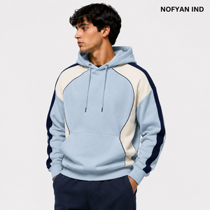 เสื้อฮู้ดดี้ NOFYAN IND แบรนด์ส่วนตัว สำหรับผู้ชาย แบบคัลเลอร์บล็อกกิ้ง แขนเสื้อแบบแร็กแลน ทรงปกติ ผ้าฝ้าย 100% เฟรนช์เทอร์รี่ สไตล์ลำลอง สตรีทแวร์ - Product Image 2
