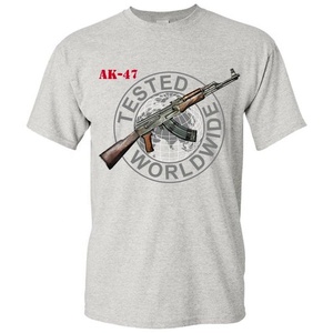 Camiseta de Manga Corta con Cuello Redondo y Estampado AK-47 Verde Oliva para Hombre, Corte Regular, Algodón Jersey Ecológico Antiarrugas, Estilo Casual - Product Image 6