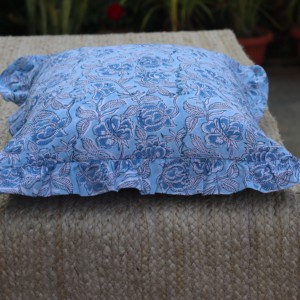Vintage Indian Hand Block Printed Cotton Frill Bohemian <b>Square</b> Cushion Covers for Home Hotel Eco-Friendly Machine Washable - Product Image 5