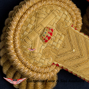 Elegantes Epaulettes de Tela Trenzada Ecológica con Bordado Dorado para Prendas Ceremoniales - Product Image 3